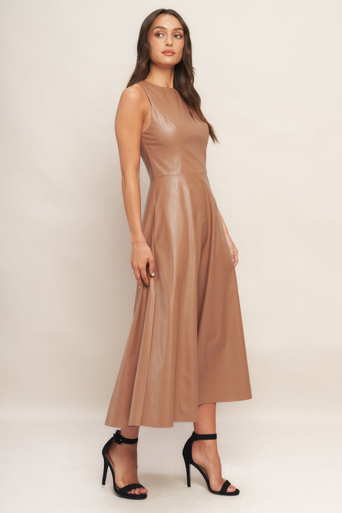 bare-sophistique-faux-leather-midi-dress Flying Tomato-Sophia's Style-5